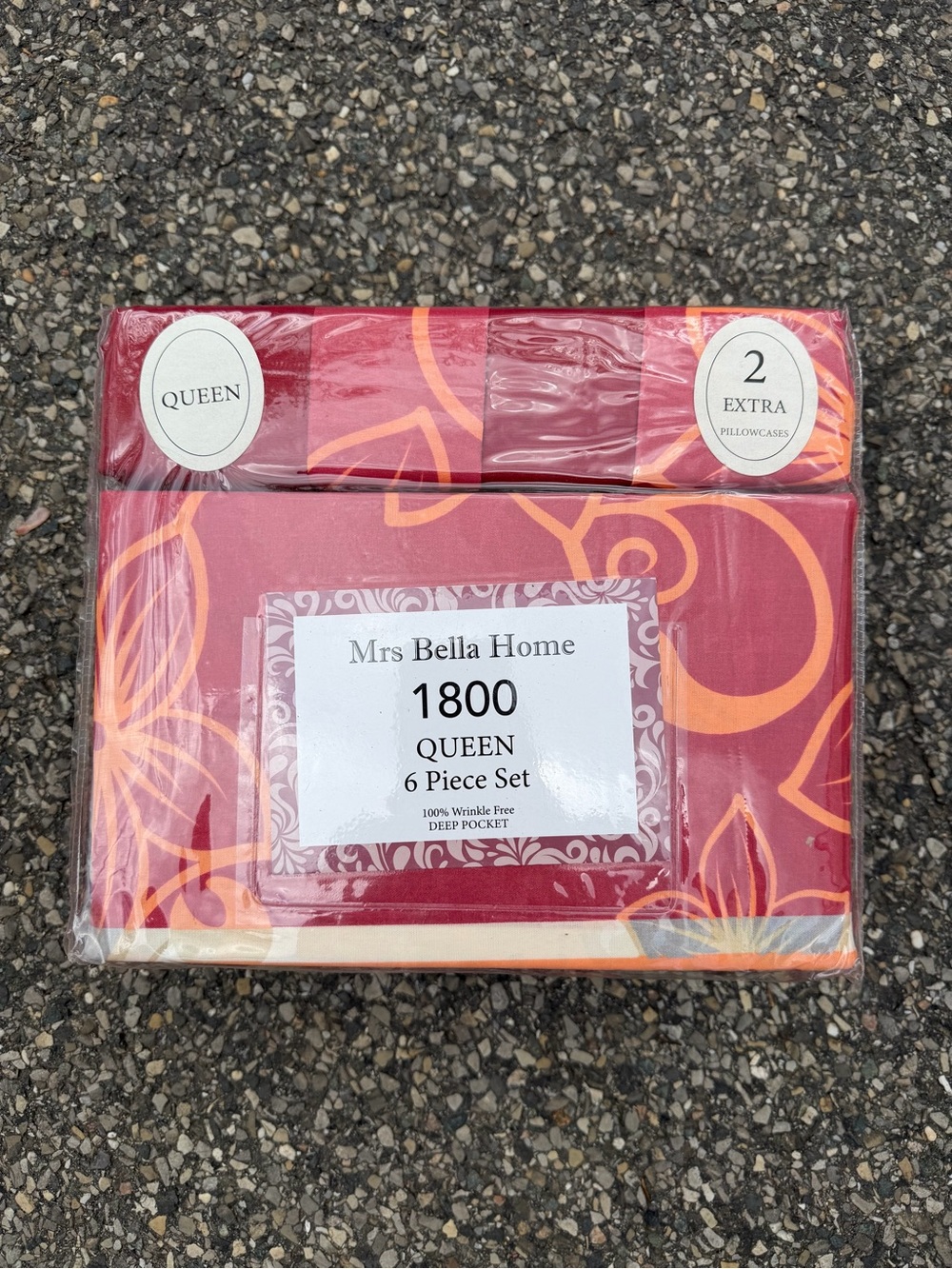 Mrs Bella Home 1800 Queen 6-Piece Sheet Set - Red & Orange Floral